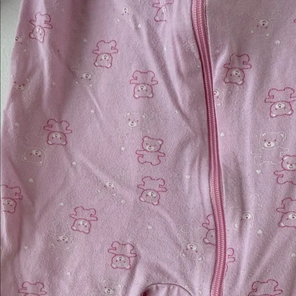 Carter's Light Pink Footed One-Piece with Bear Motif - Picture 3 of 4